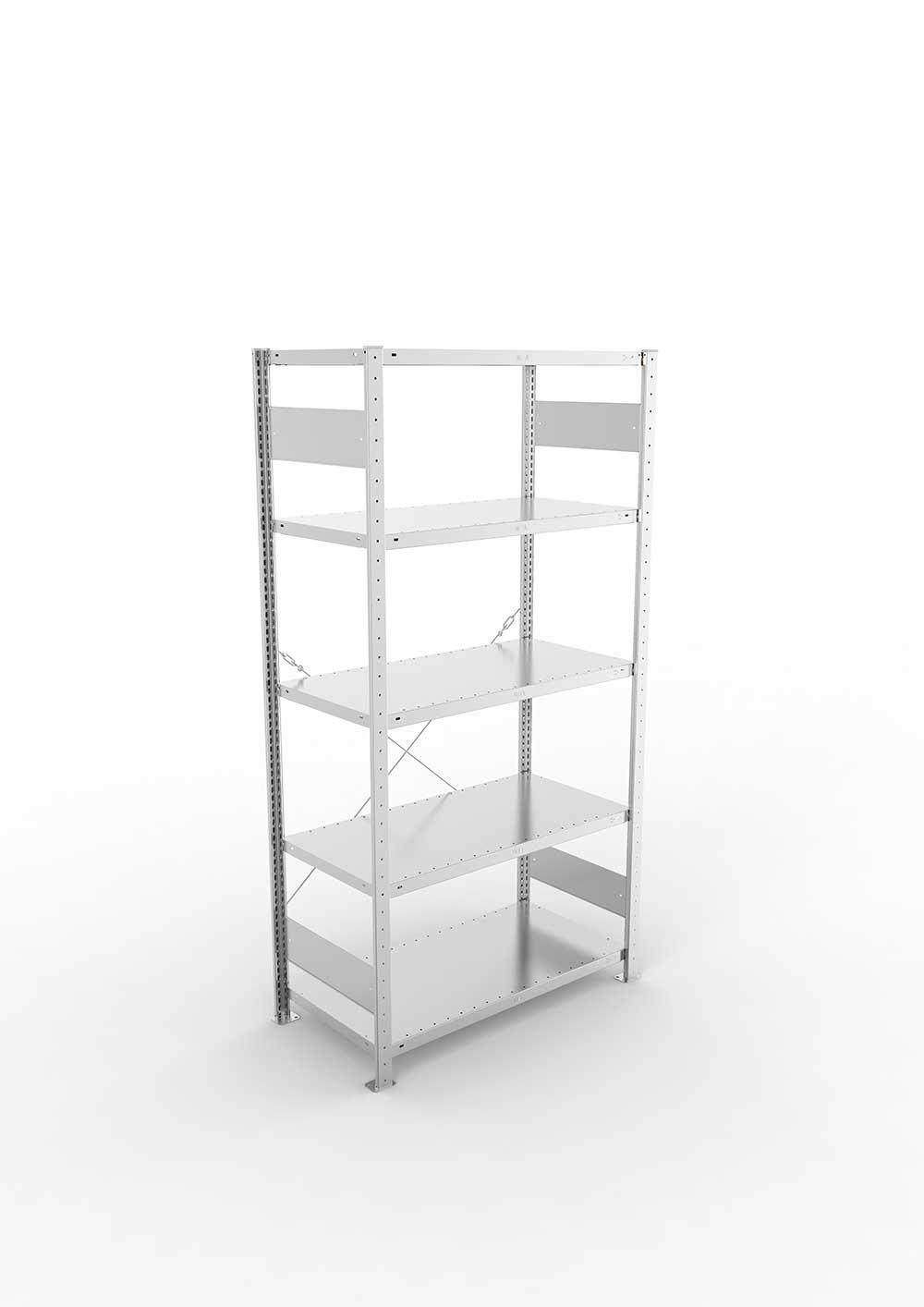 Metallregal Pro-Max Stecksystem Grundregal – 200×100×50 cm, 150 kg, verzinkt, 5 Böden