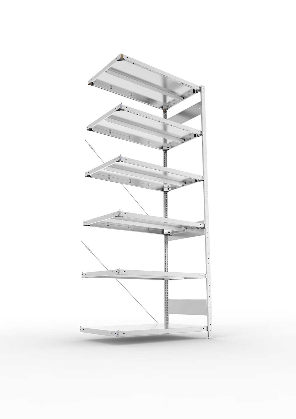 Metallregal Pro-Max Stecksystem Anbauregal – 250×100×60 cm, 330 kg, verzinkt, 6 Böden