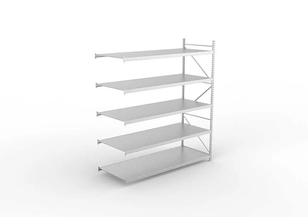 Weitspannregal Anbauregal 300×260×105 cm – Stahlpaneele, verzinkt