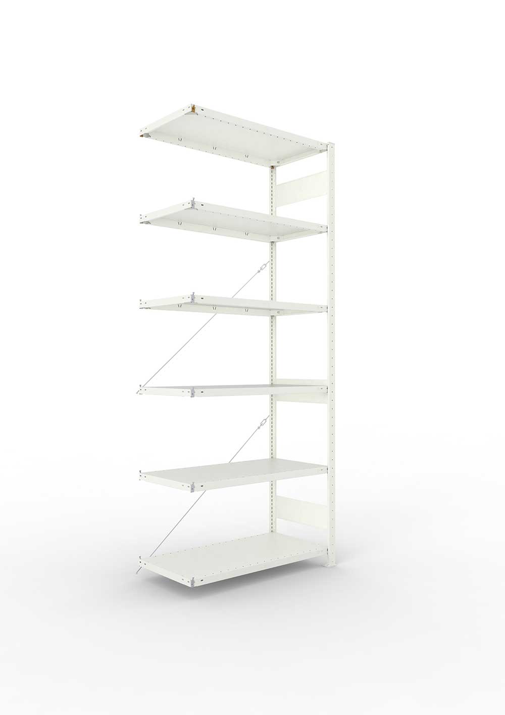 Metallregal Pro-Max Stecksystem Anbauregal – 250×100×50 cm, 150 kg, RAL 7035, 6 Böden