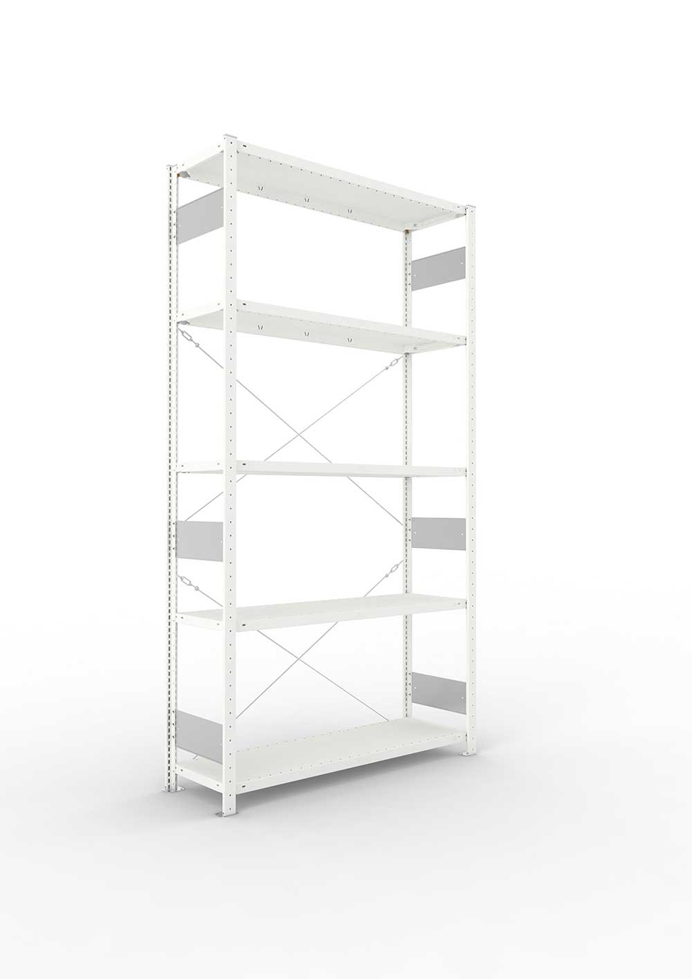 Metallregal Pro-Flex Stecksystem Grundregal – 250×130×40 cm, 230 kg, RAL 7035, 5 Böden