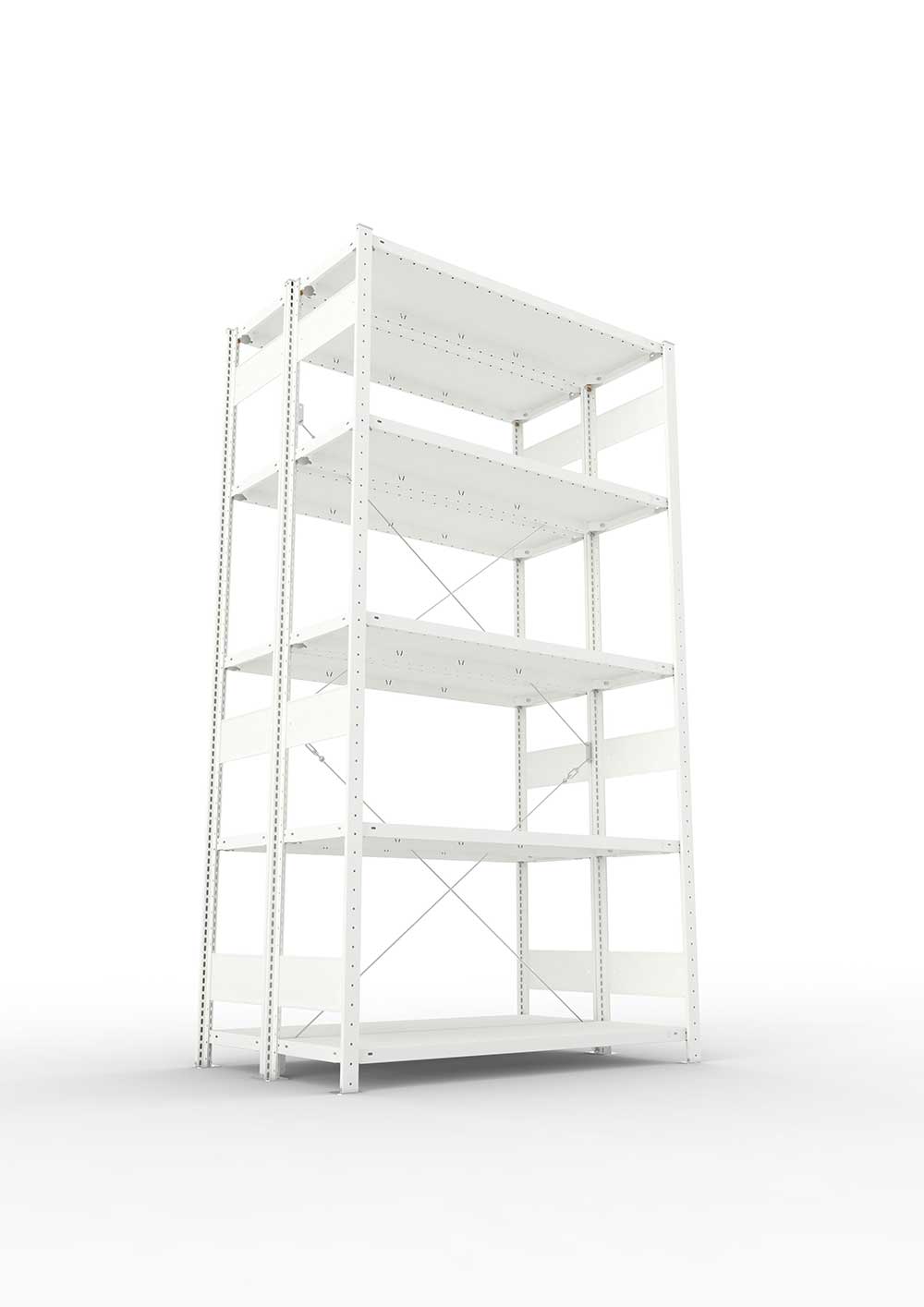 Metallregal Pro-Max Stecksystem Doppelgrundregal – 250×130×40 cm, 230 kg, RAL 7035
