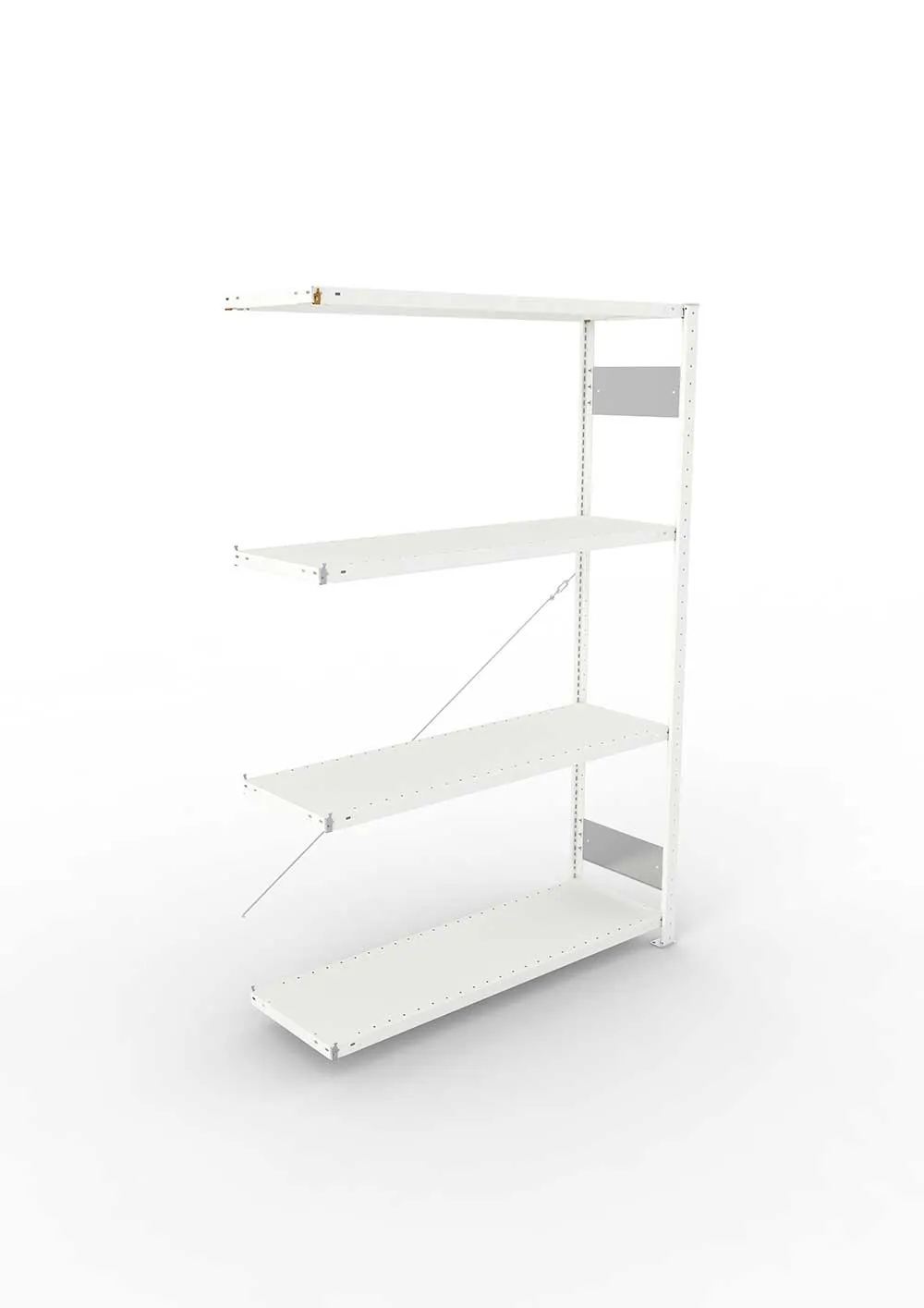 Metallregal Pro-Flex Stecksystem Anbauregal – 200×130×40 cm, 230 kg, RAL 7035, 4 Böden