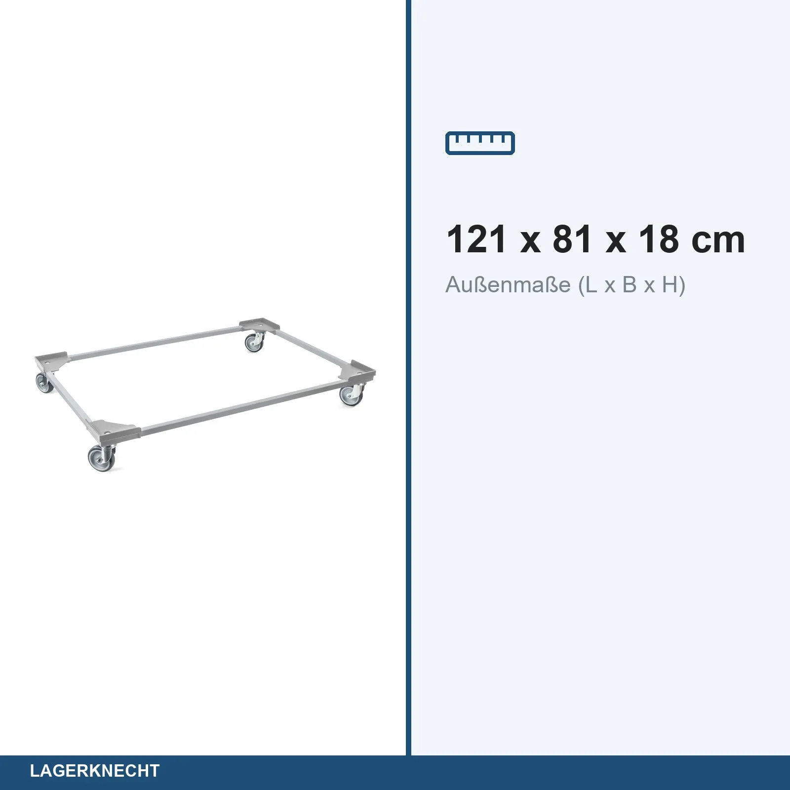 Transportroller VARIABLE - 1200x800 - Kunststoffräder 4 Lenkrollen Grau