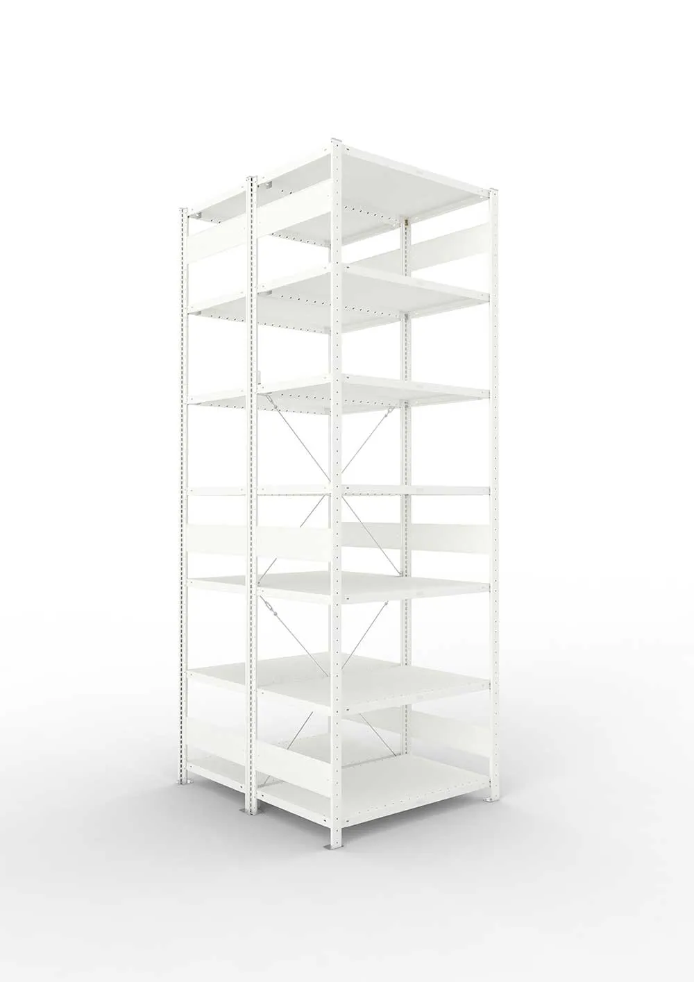 Metallregal Pro-Max Stecksystem Doppelgrundregal – 300×100×60 cm, 230 kg, RAL 7035