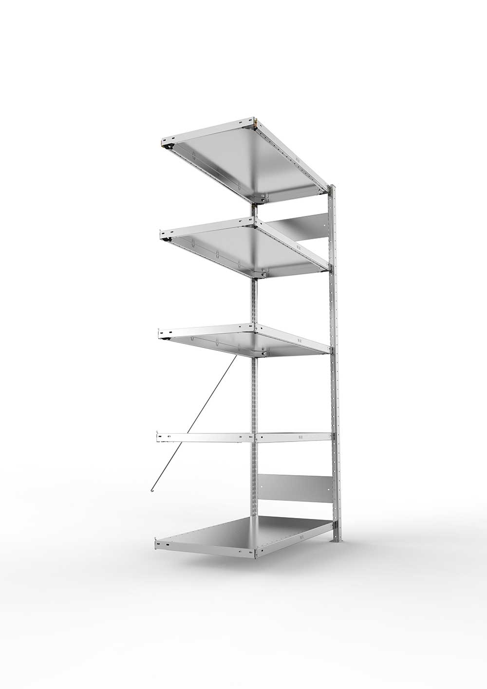Metallregal Pro-Max Stecksystem Anbauregal – 200×100×50 cm, 150 kg, verzinkt, 5 Böden
