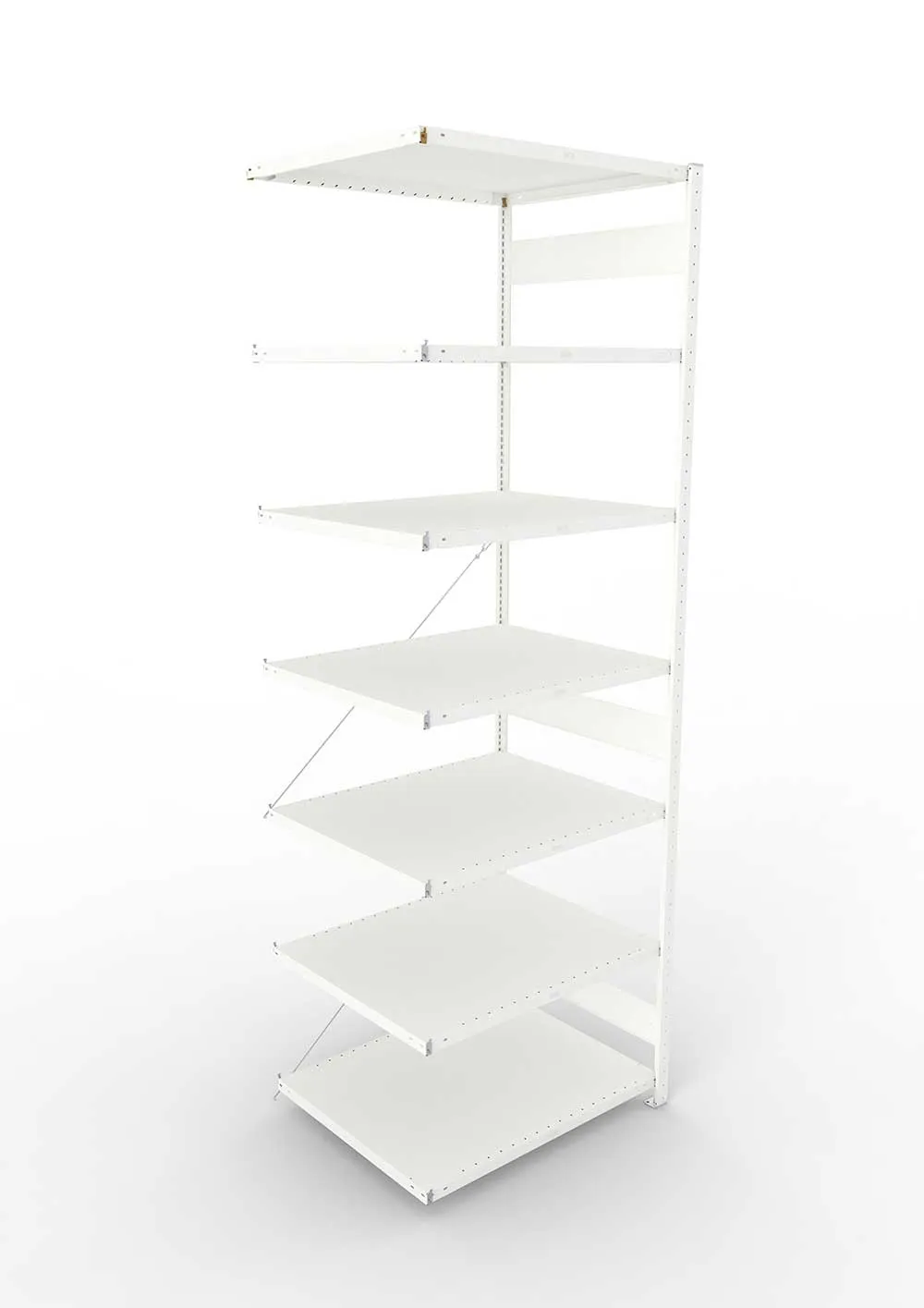 Metallregal Pro-Max Stecksystem Anbauregal – 300×100×80 cm, 230 kg, RAL 7035, 7 Böden