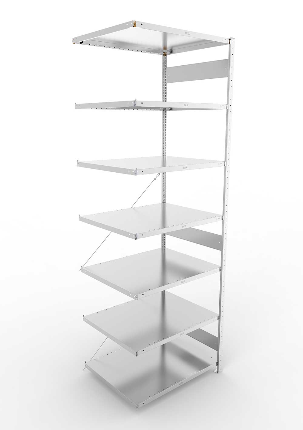 Metallregal Pro-Max Stecksystem Anbauregal – 300×100×80 cm, 230 kg, verzinkt, 7 Böden