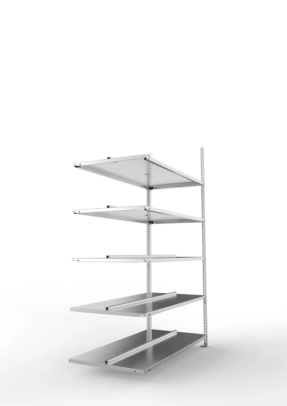 Büroregal Pro Schraubsystem Anbauregal – 185×125×60 cm, verzinkt