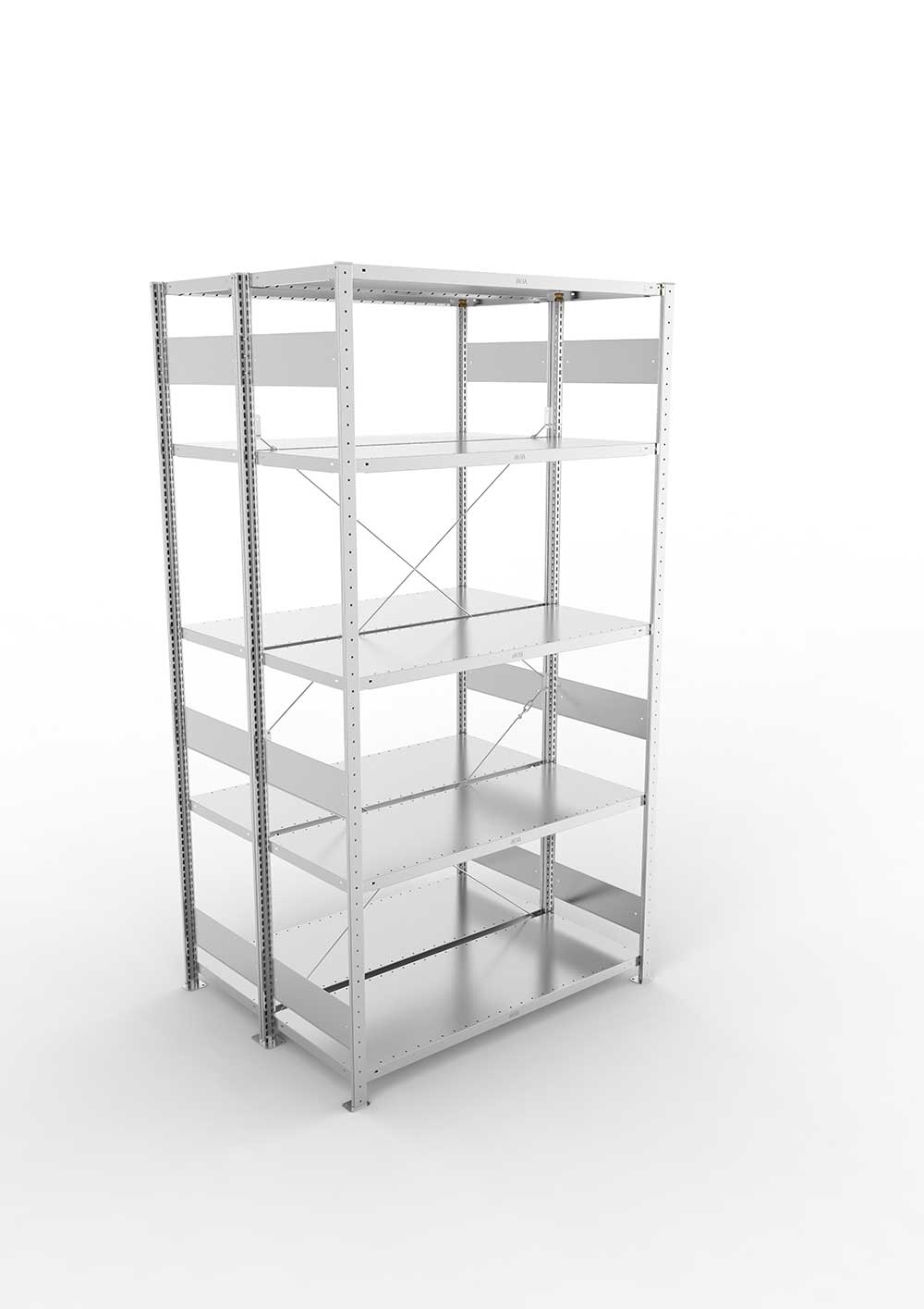 Metallregal Pro-Flex Stecksystem Doppelgrundregal – 250×130×50 cm, 230 kg, verzinkt