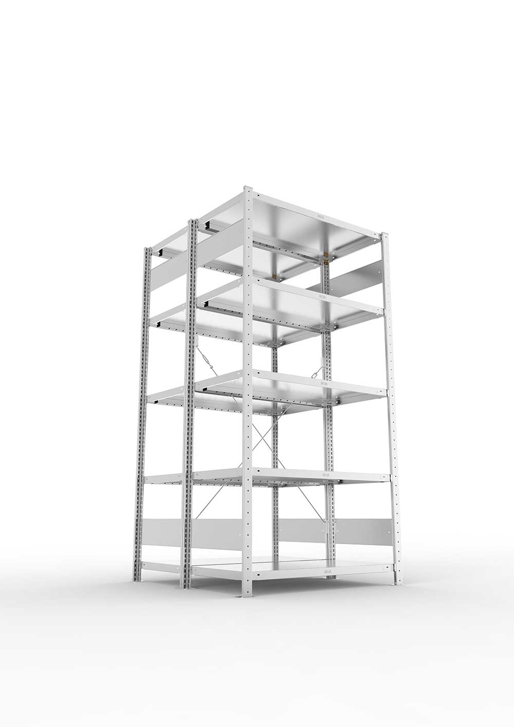Metallregal Pro-Max Stecksystem Doppelgrundregal – 200×100×50 cm, 230 kg, verzinkt