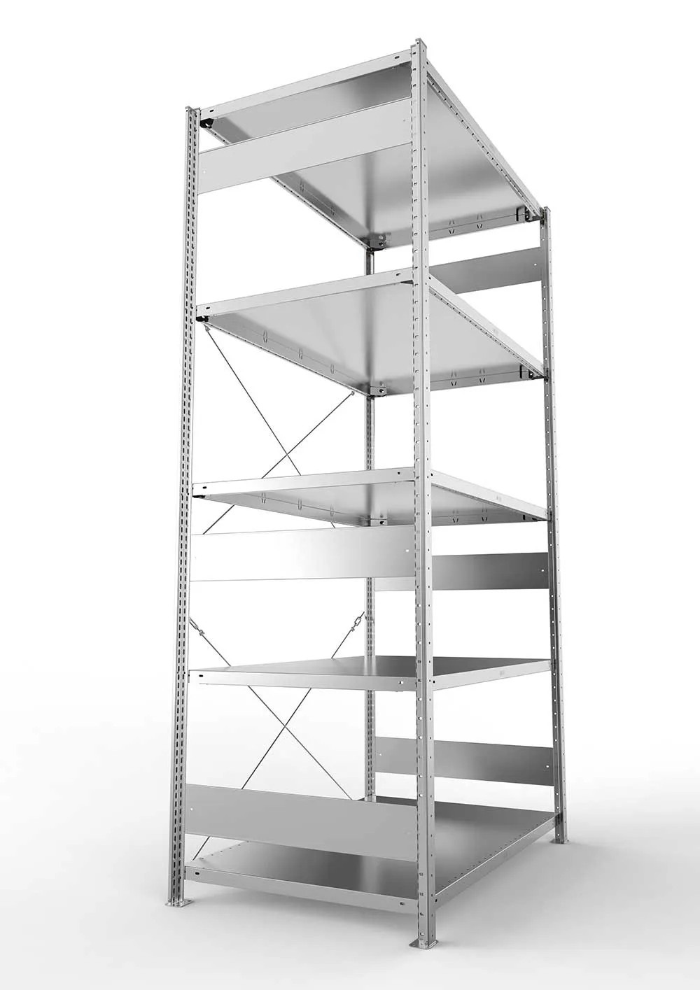 Metallregal Pro-Max Stecksystem Grundregal – 250×130×80 cm, 230 kg, verzinkt, 5 Böden