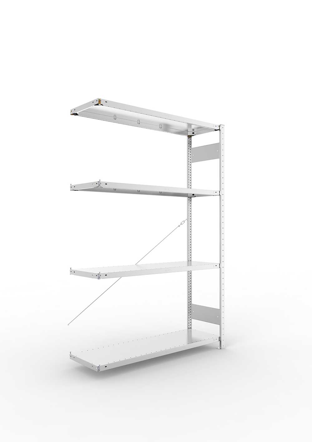 Metallregal Pro-Max Stecksystem Anbauregal – 200×130×40 cm, 230 kg, verzinkt, 4 Böden