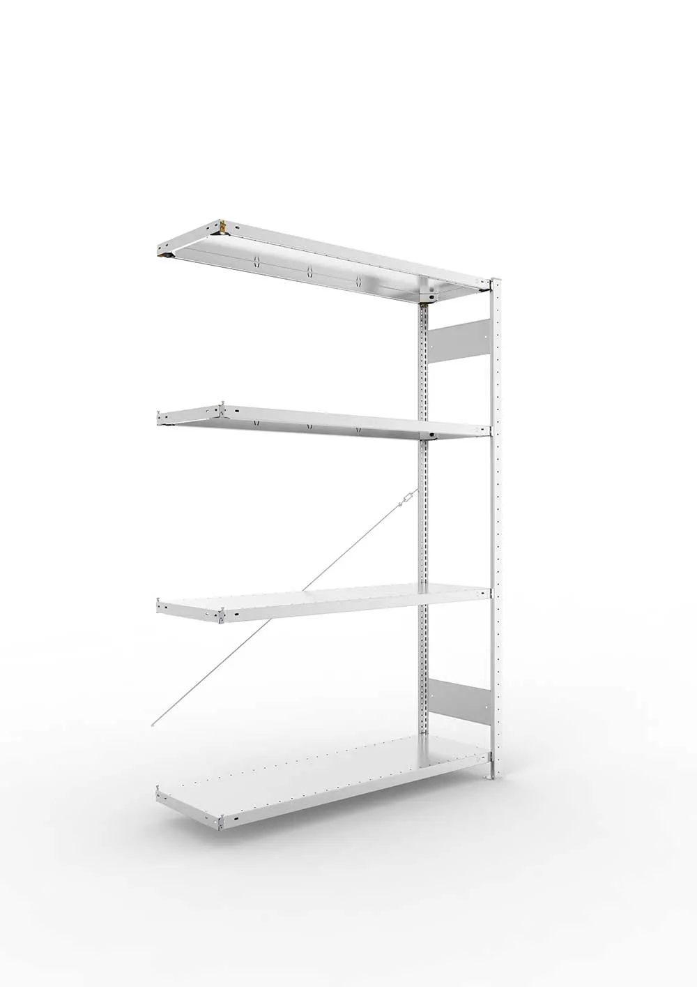Metallregal Pro-Max Stecksystem Anbauregal – 200×130×40 cm, 230 kg, verzinkt, 4 Böden