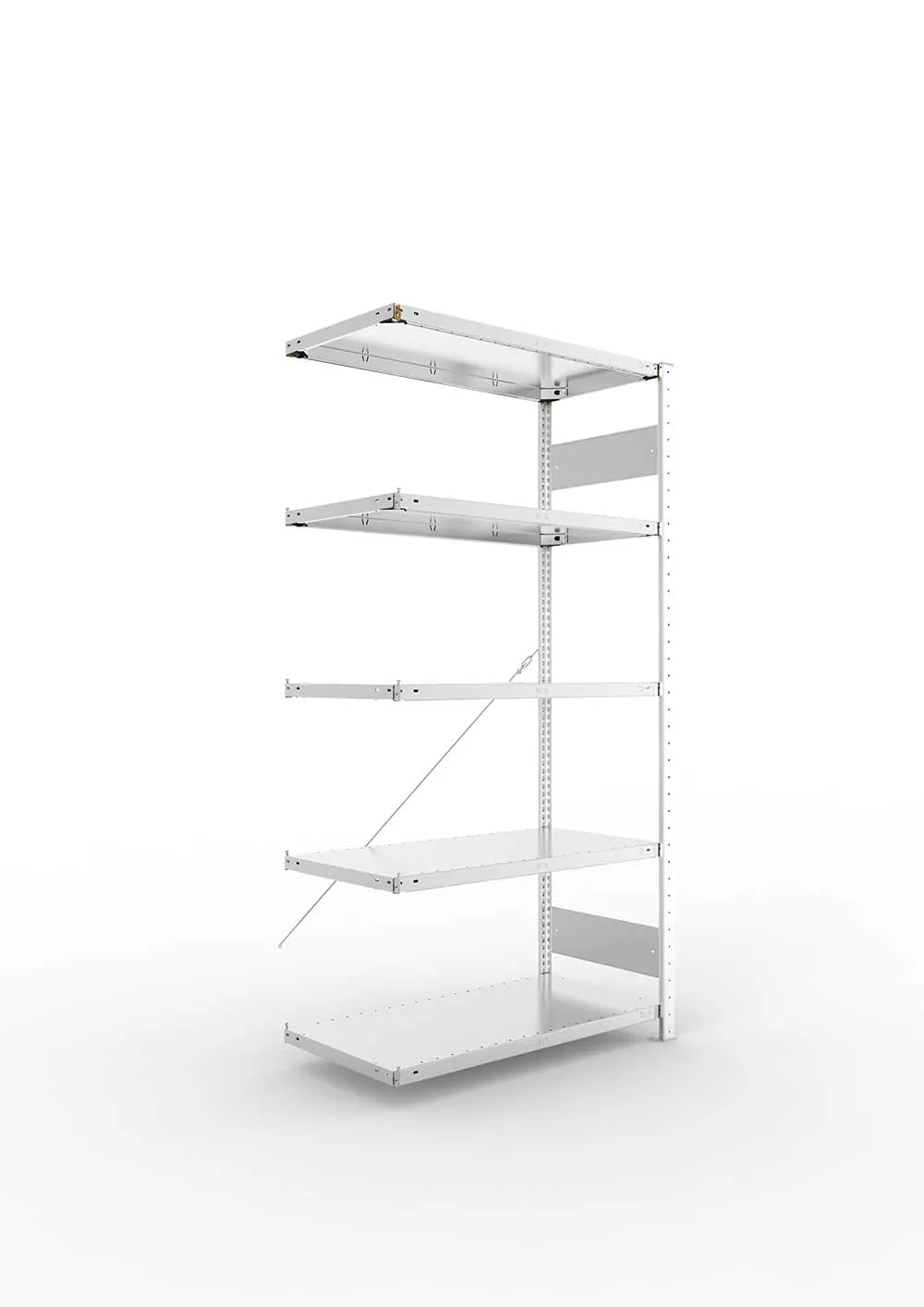 Kellerregal Pro-Flex Stecksystem Anbauregal – 200×100×50 cm, 150 kg, verzinkt, 5 Böden