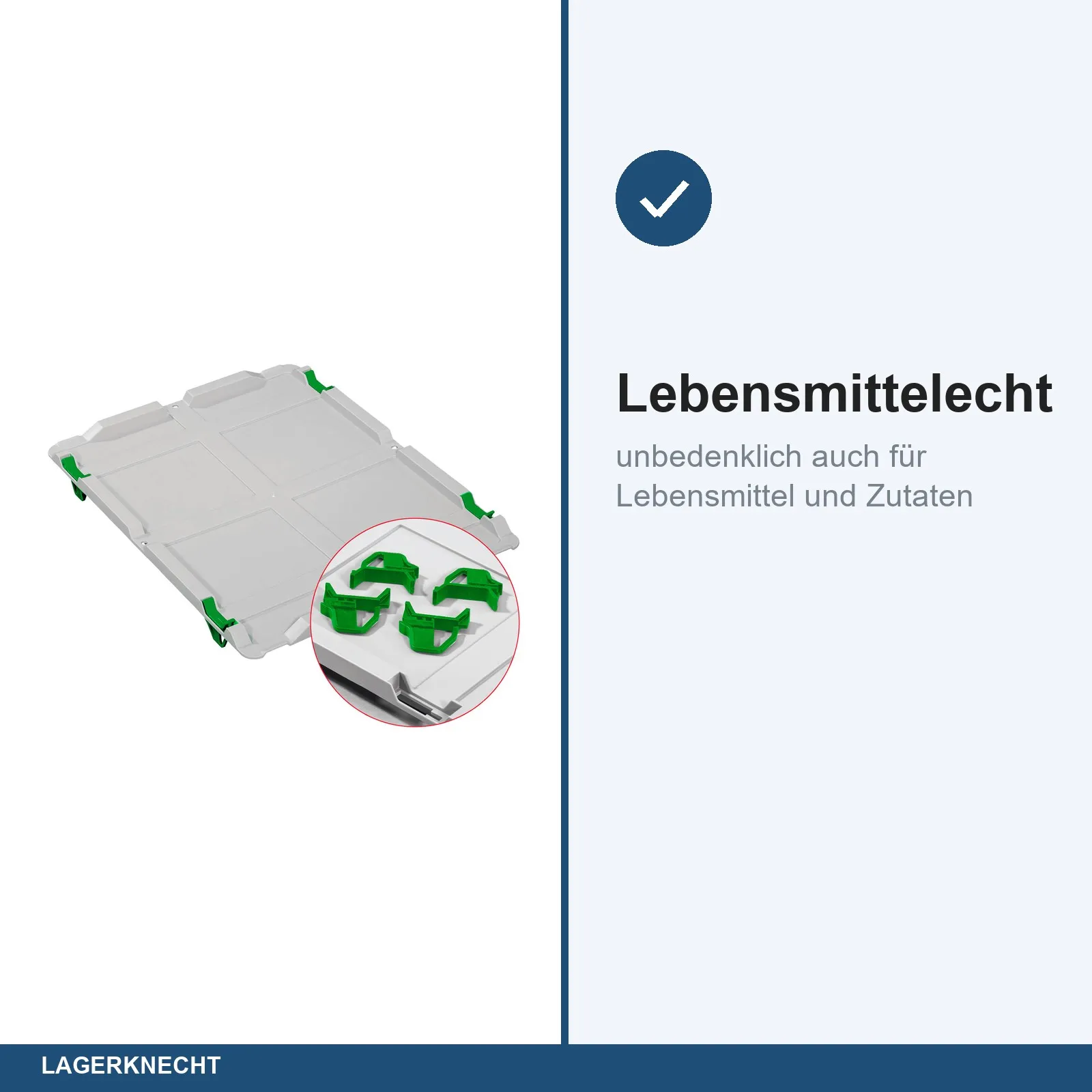 Auflagedeckel Set Eurobox NextGen – 400 x 300, inkl. 4 grüne Schiebeschnappverschlüsse