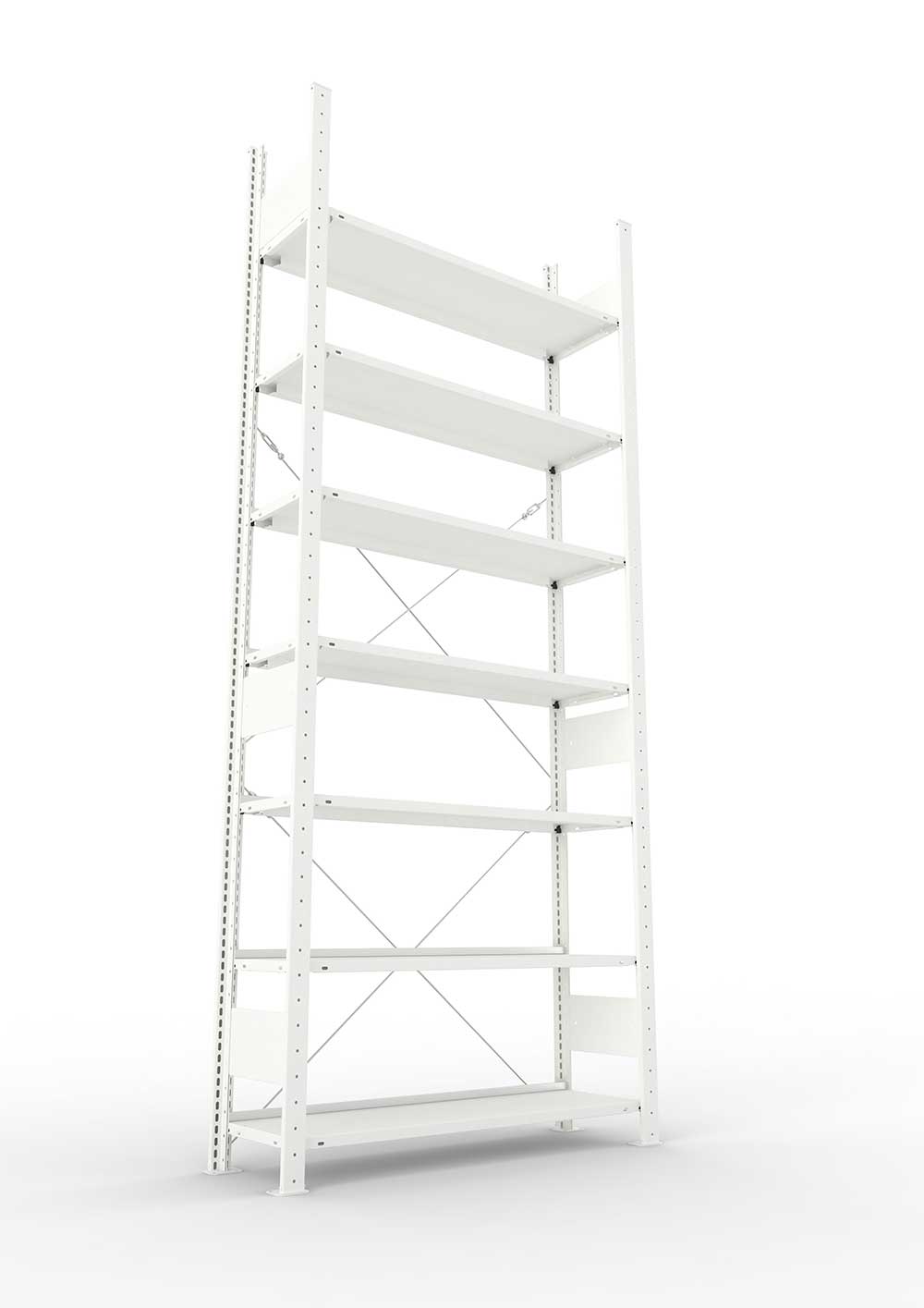 Büroregal Pro-Max Stecksystem Grundregal – 250×100×30 cm, RAL 7035, einseitig