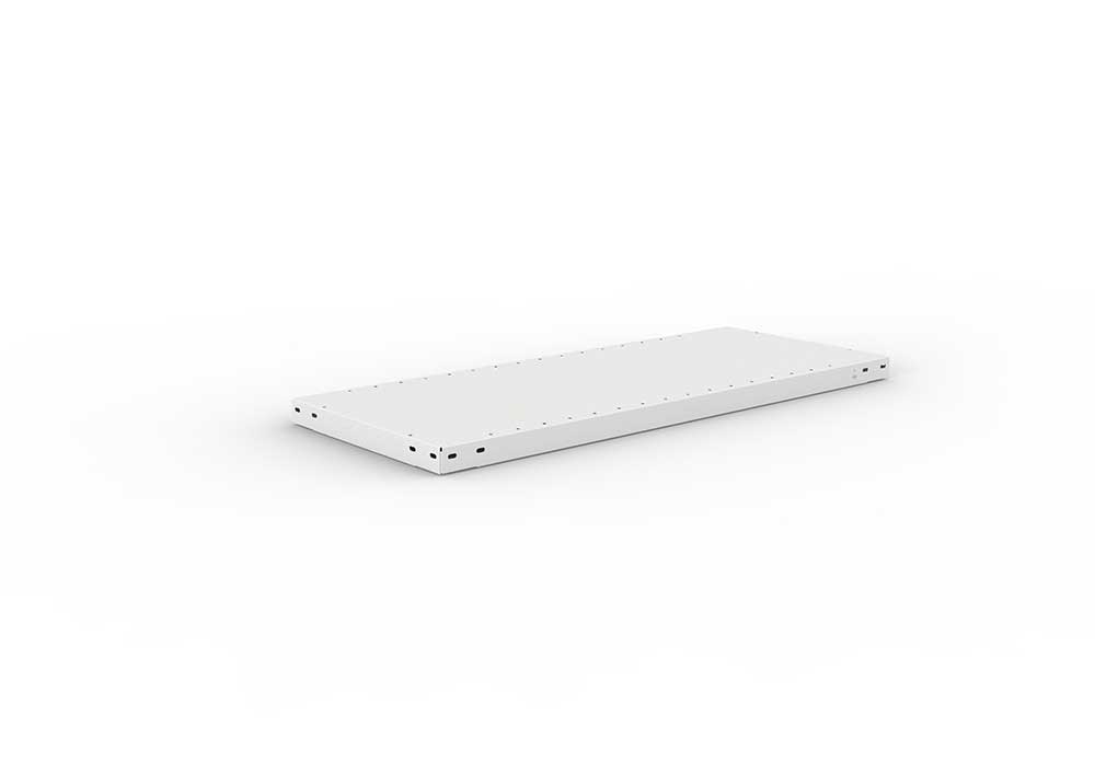 Steckregal und Schraubregal Zusatzboden V100 1000 x 400 RAL 7035 in der Frontalansicht – ideal für Produktdetails