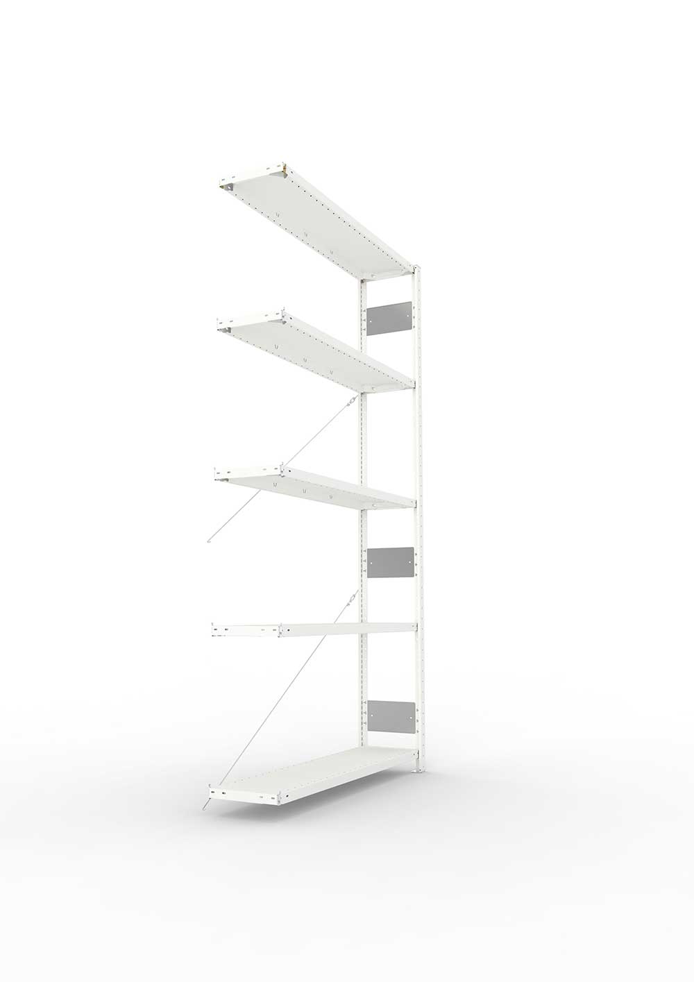 Metallregal Pro-Flex Stecksystem Anbauregal – 250×130×30 cm, 230 kg, RAL 7035, 5 Böden