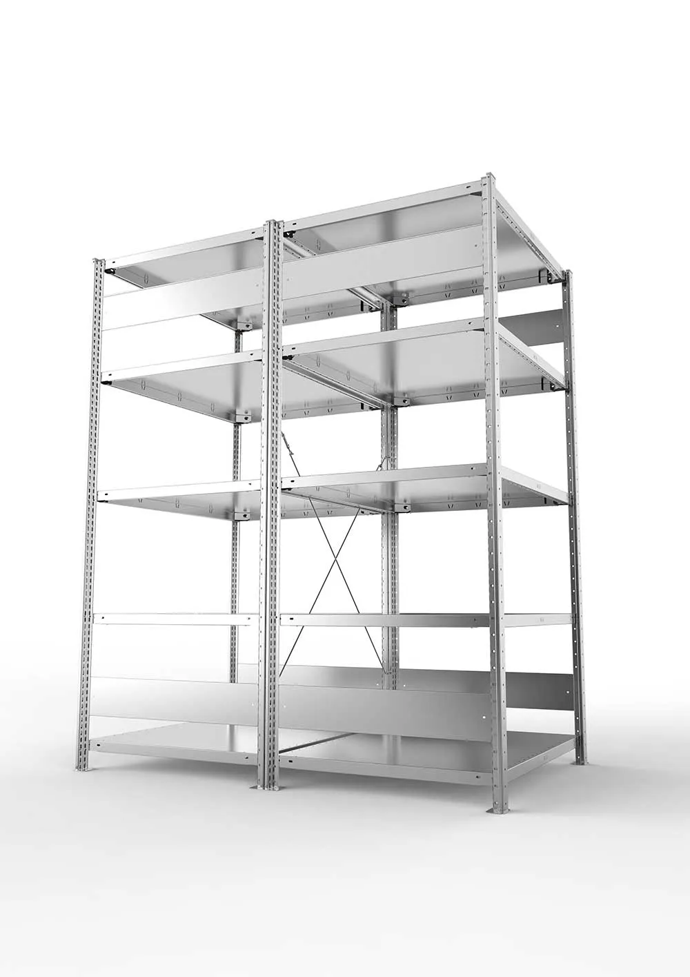 Metallregal Pro-Max Stecksystem Doppelgrundregal – 200×100×80 cm, 230 kg, verzinkt