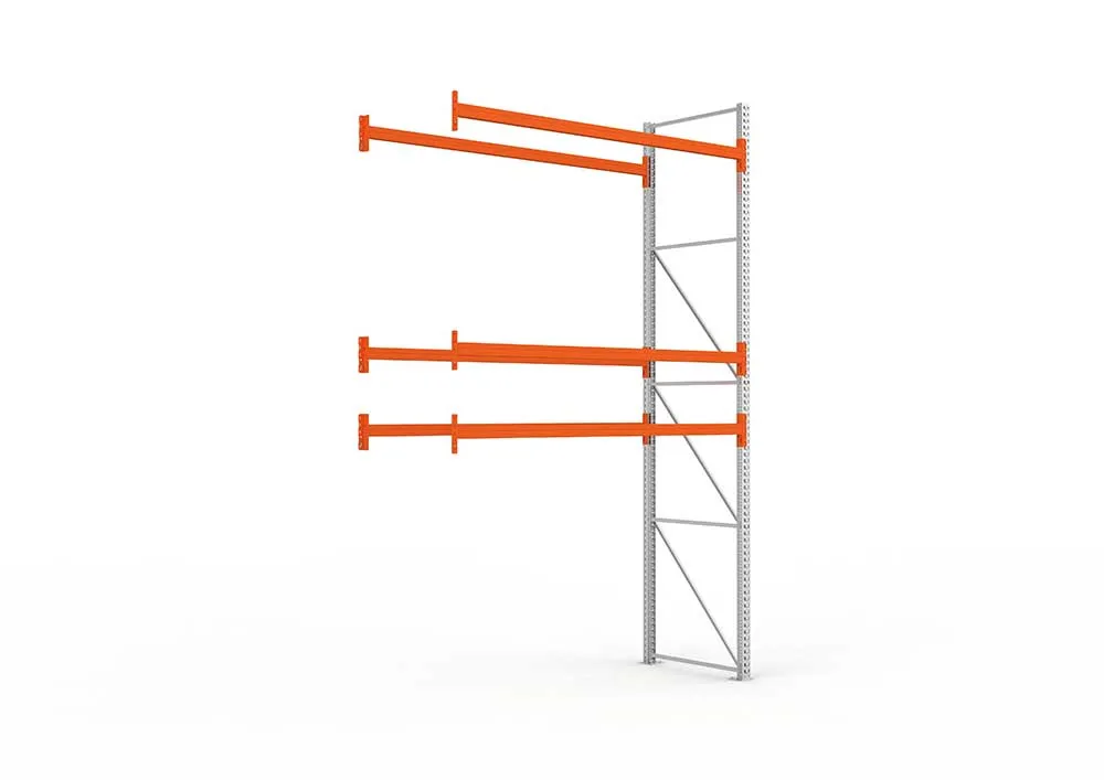 Palettenregal Anbaumodul – 440×278×110 cm, bis 500 kg, 3 Ebenen
