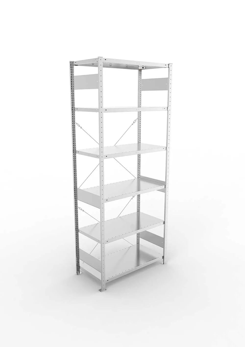 Metallregal Pro-Max Stecksystem Grundregal – 250×100×50 cm, 150 kg, verzinkt, 6 Böden