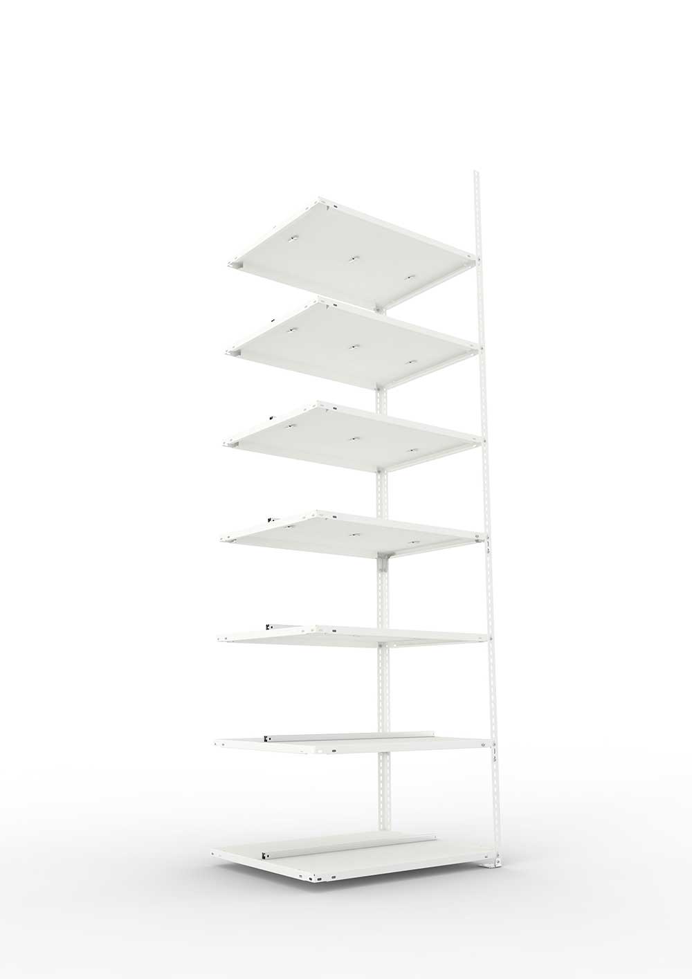 Büroregal Pro Schraubsystem Anbauregal – 250×75×60 cm, RAL 7035, doppelseitig