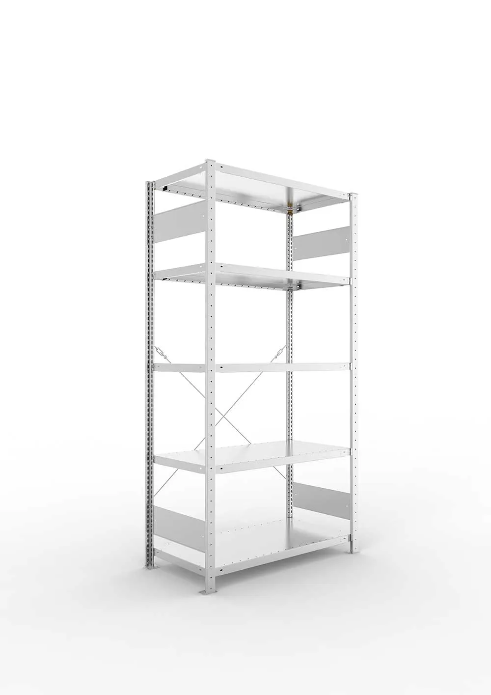 Kellerregal Pro-Flex Stecksystem Grundregal – 200×100×50 cm, 230 kg, verzinkt, 5 Böden