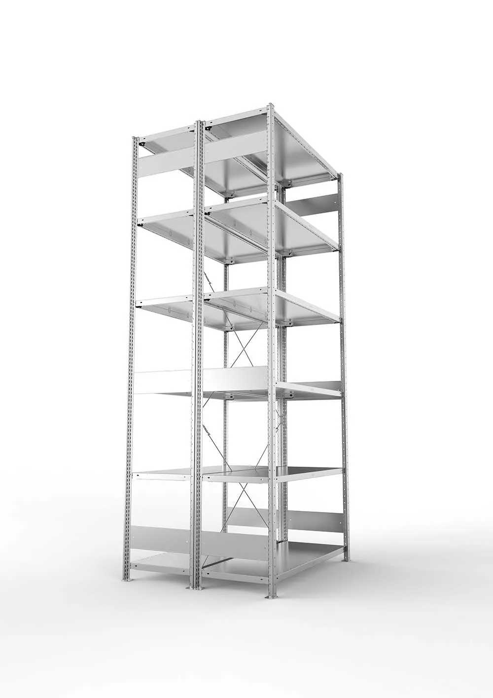 Metallregal Pro-Max Stecksystem Doppelgrundregal – 300×130×50 cm, 230 kg, verzinkt