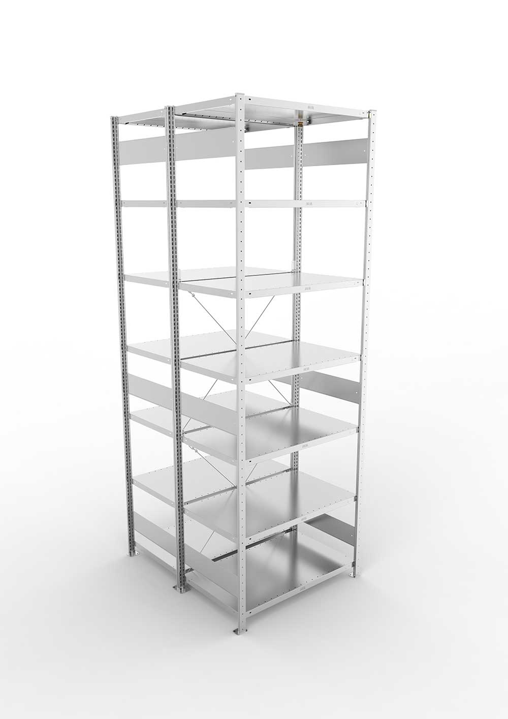 Metallregal Pro-Max Stecksystem Doppelgrundregal – 300×100×60 cm, 230 kg, verzinkt