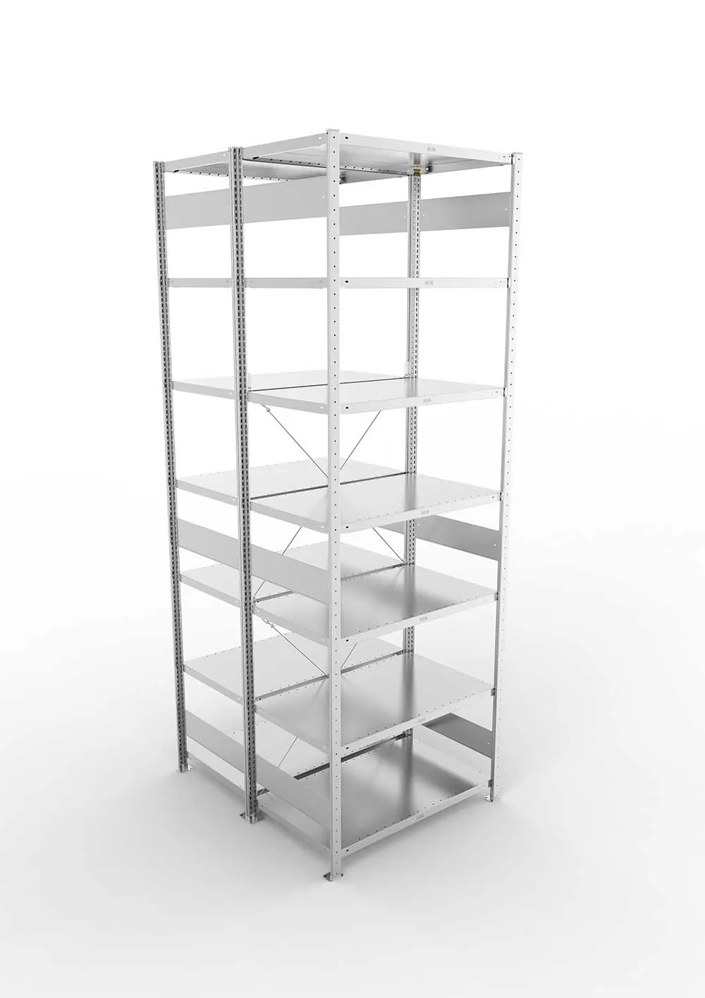 Metallregal Pro-Max Stecksystem Doppelgrundregal – 300×100×60 cm, 230 kg, verzinkt