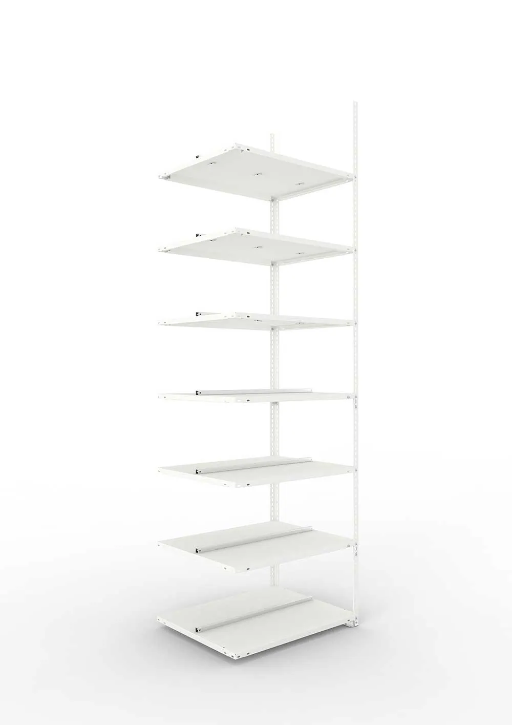 Büroregal Pro Schraubsystem Anbauregal – 250×75×60 cm, RAL 7035, doppelseitig