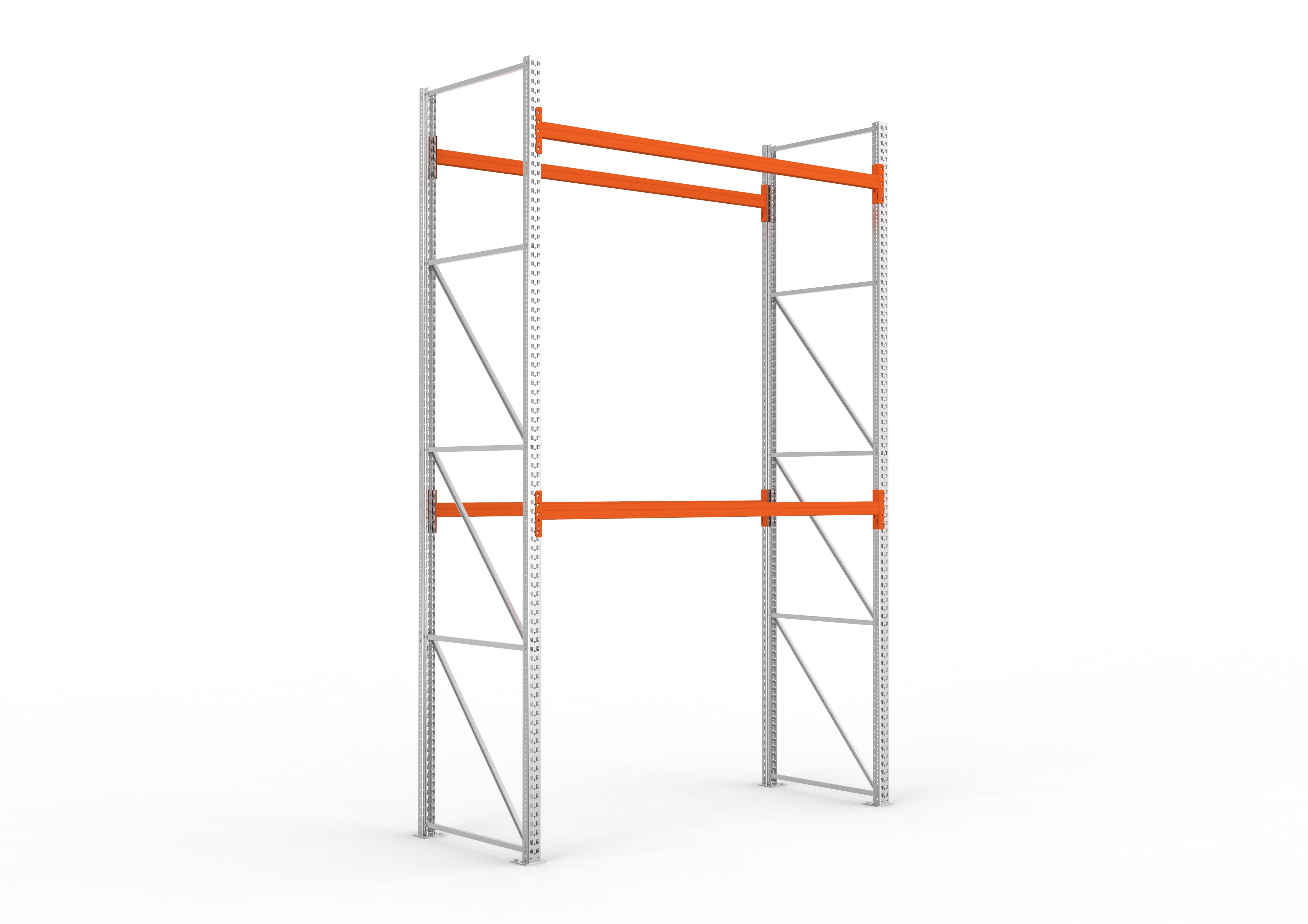 Palettenregal Patronum Grundregal 4400 x 2870 x 1100 bis 500 Kg Palettengewicht vzk / RAL 2001 kpl. mit 3 Lagerebenen ( 1 Feld )