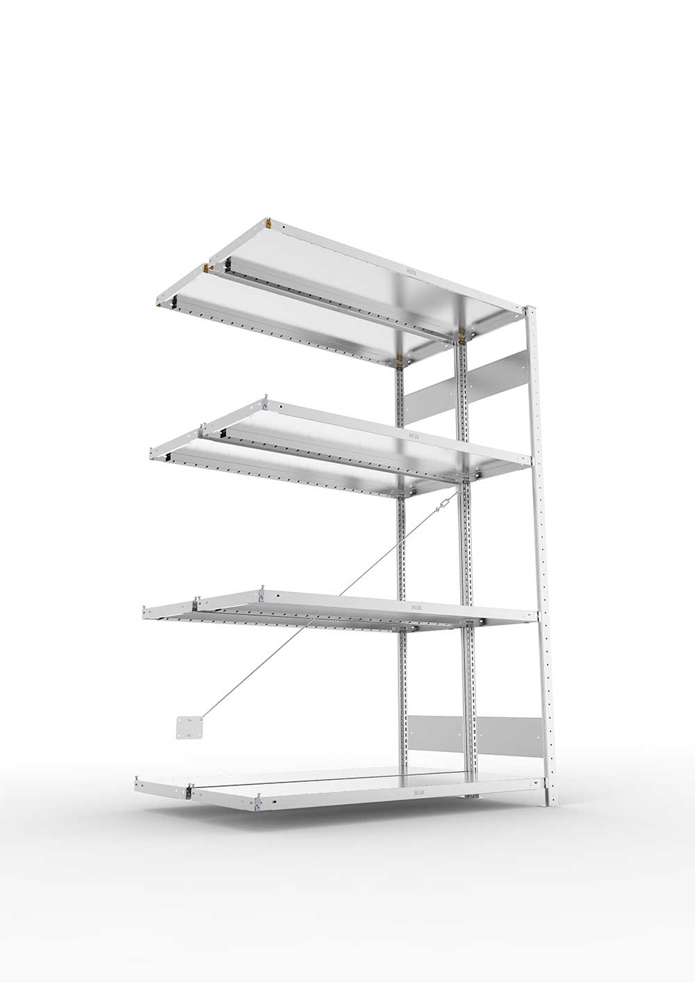 Metallregal Pro-Flex Stecksystem Doppelanbauregal – 200×130×40 cm, 230 kg, verzinkt