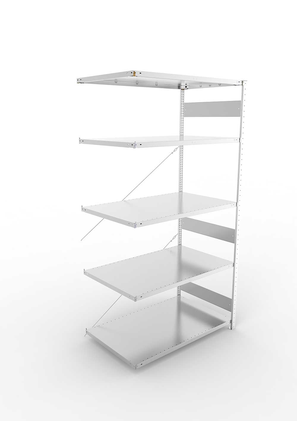Metallregal Pro-Flex Stecksystem Anbauregal – 250×130×80 cm, 230 kg, verzinkt, 5 Böden