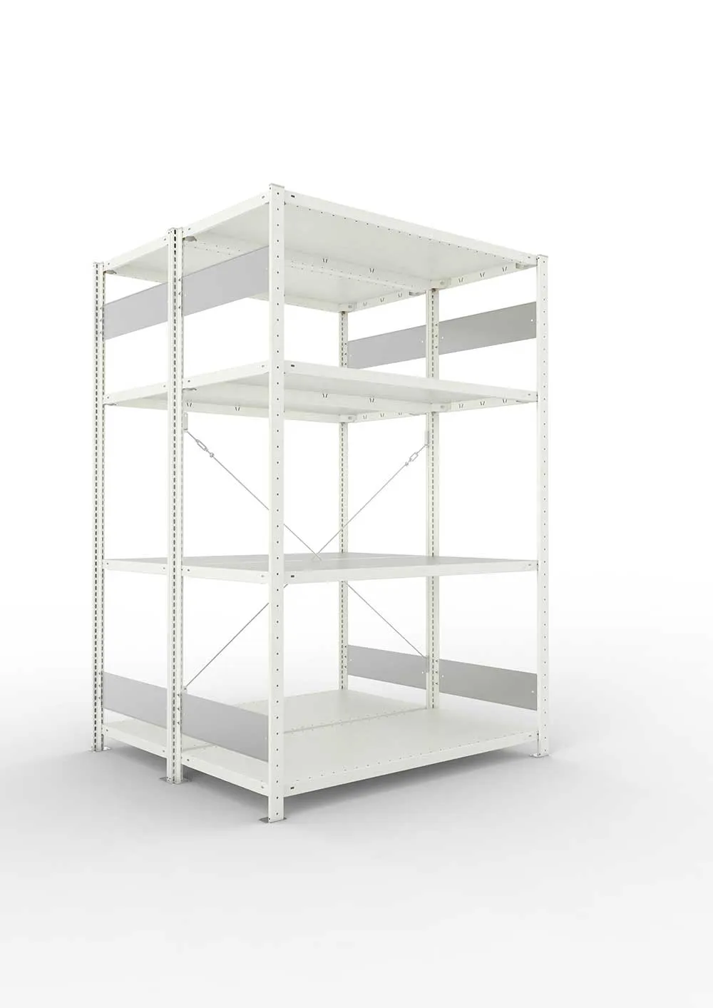 Metallregal Pro-Flex Stecksystem Doppelgrundregal – 200×130×60 cm, 230 kg, RAL 7035