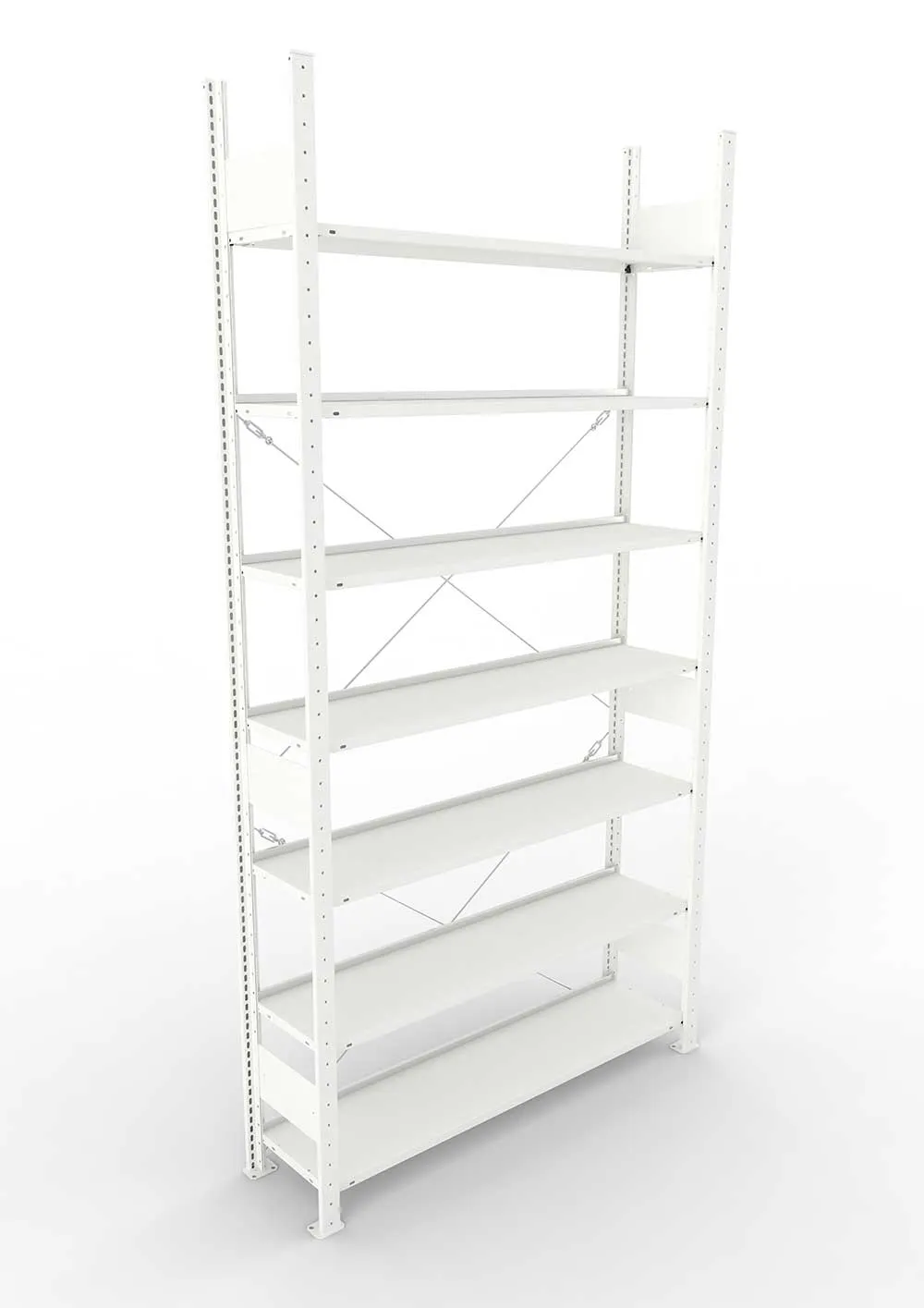 Büroregal Pro-Max Stecksystem Grundregal – 250×125×30 cm, RAL 7035, einseitig