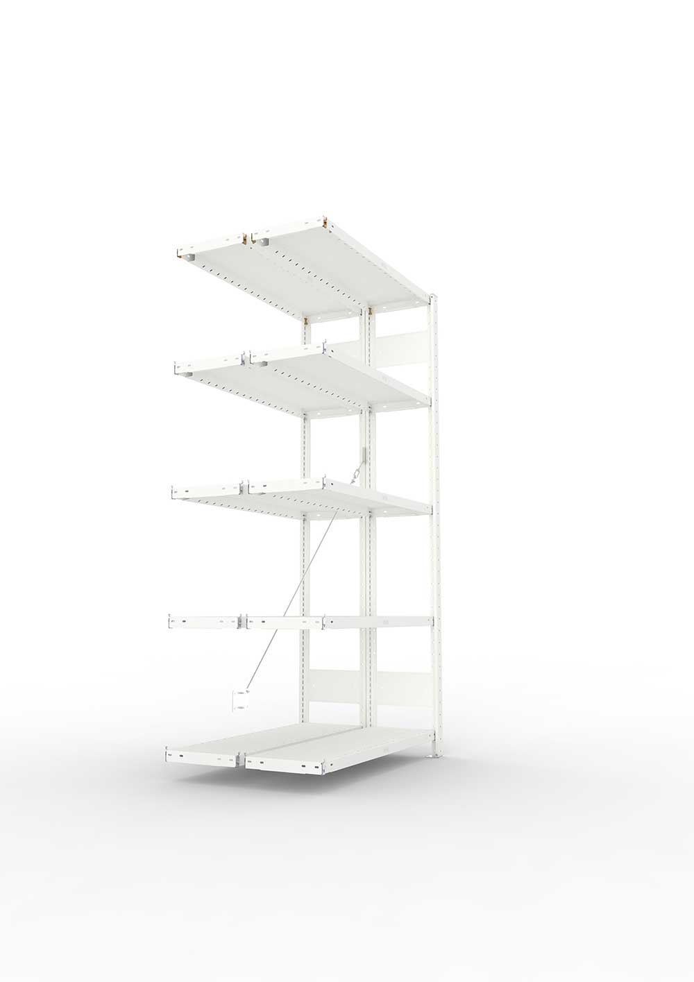 Metallregal Pro-Max Stecksystem Doppelanbauregal – 200×100×30 cm, 230 kg, RAL 7035