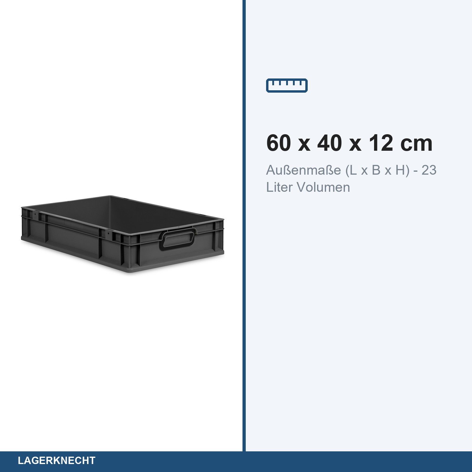 Eurobox 60x40x12 cm, NextGen Cycle, Griffe geschl. schwarz, anthrazit