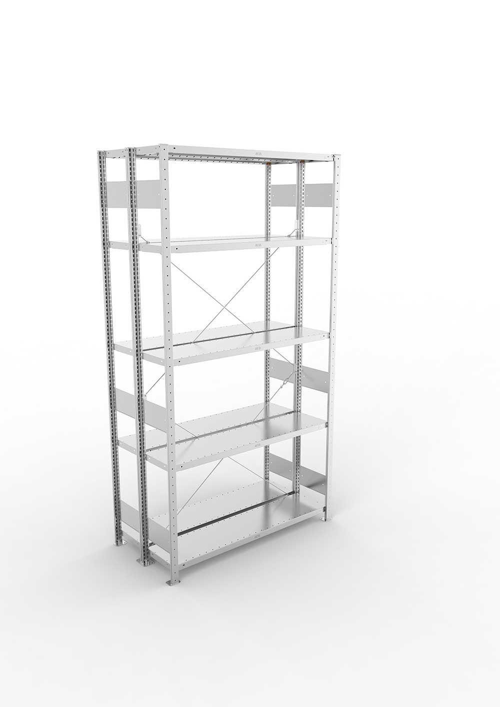 Metallregal Pro-Flex Stecksystem Doppelgrundregal – 250×130×30 cm, 230 kg, verzinkt