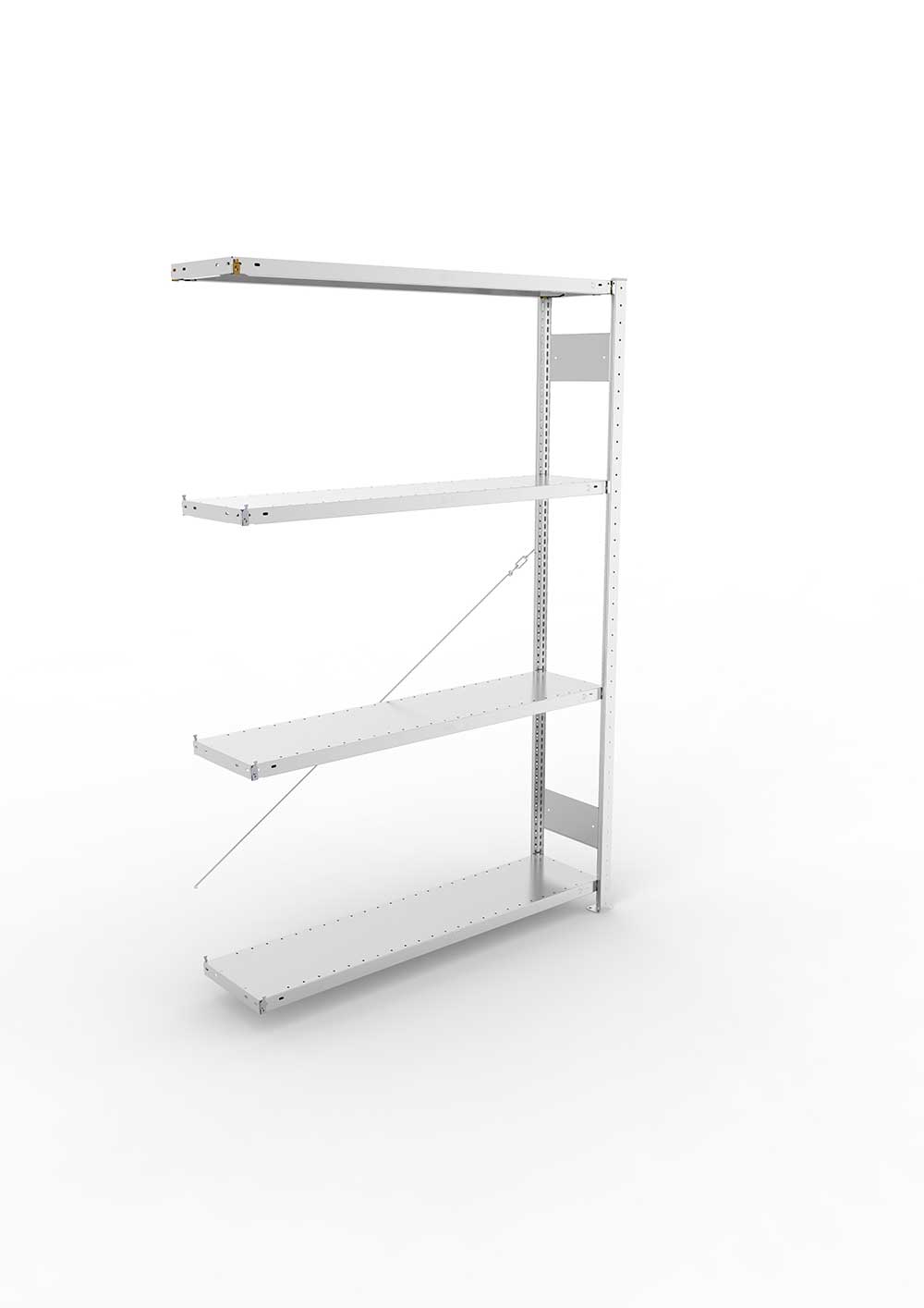 Metallregal Pro-Max Stecksystem Anbauregal – 200×130×30 cm, 230 kg, verzinkt, 4 Böden