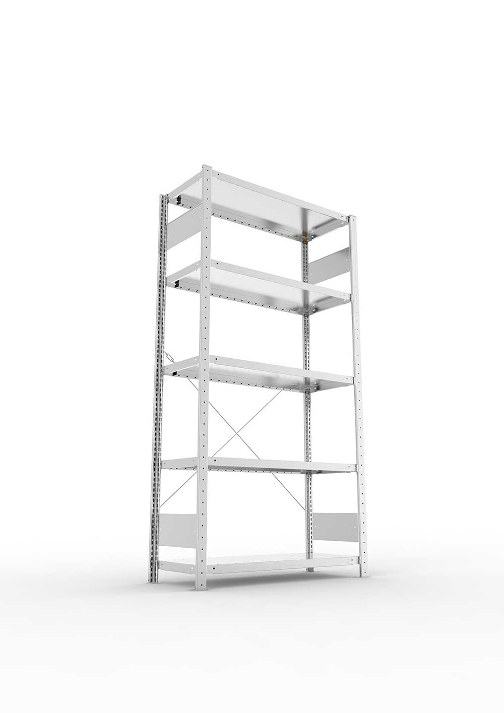 Metallregal Pro-Flex Stecksystem Grundregal – 200×100×40 cm, 230 kg, verzinkt, 5 Böden