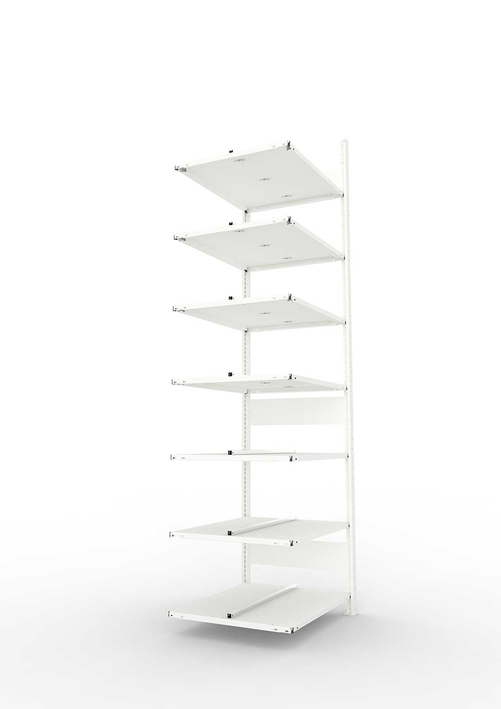Büroregal Pro-Max Stecksystem Anbauregal – 250×75×60 cm, RAL 7035, doppelseitig
