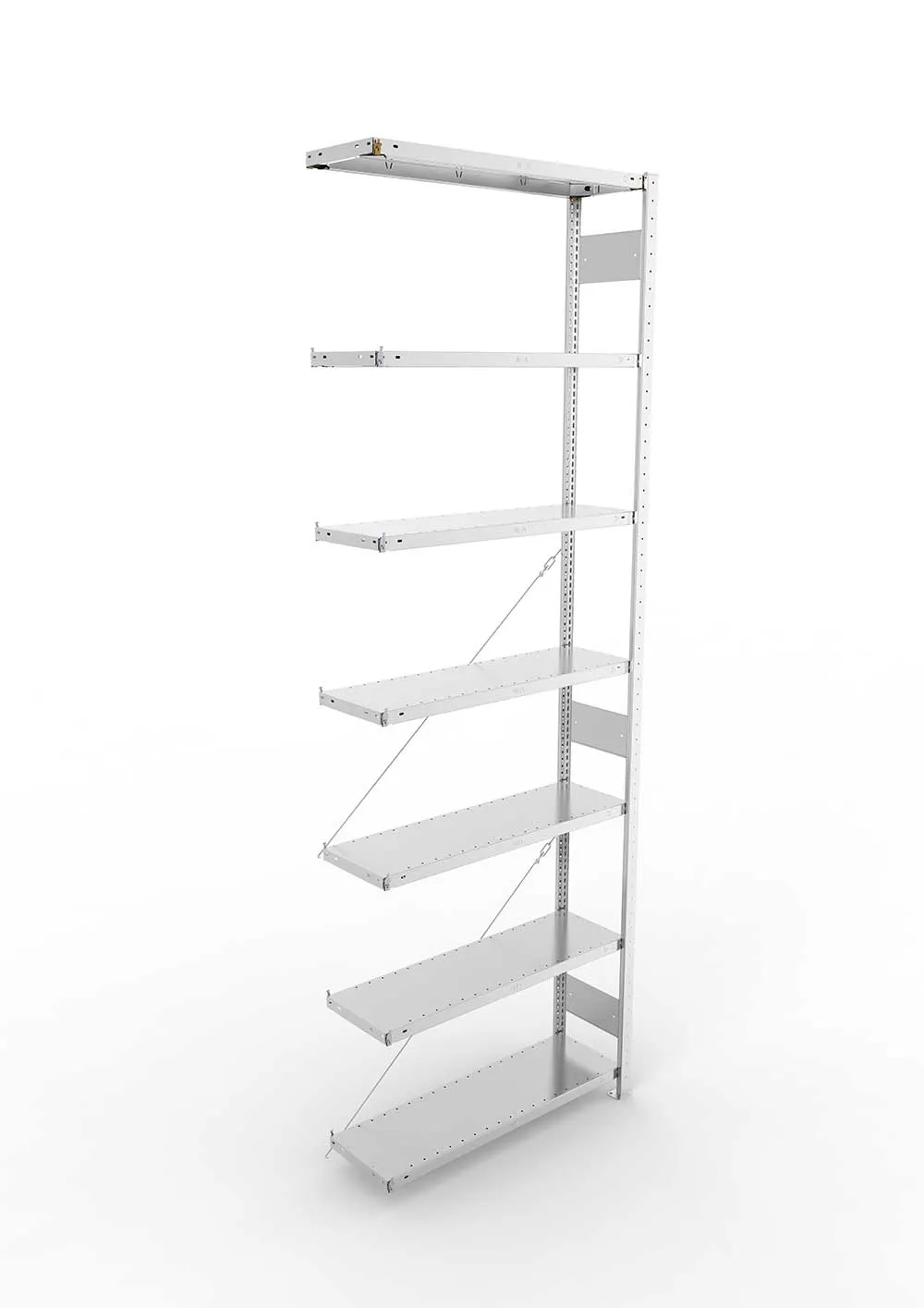 Metallregal Pro-Max Stecksystem Anbauregal – 300×100×30 cm, 150 kg, verzinkt, 7 Böden
