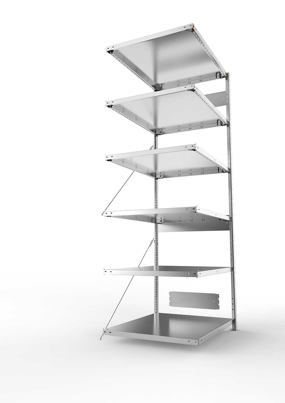 Metallregal Pro-Flex Stecksystem Anbauregal – 250×100×80 cm, 230 kg, verzinkt, 6 Böden