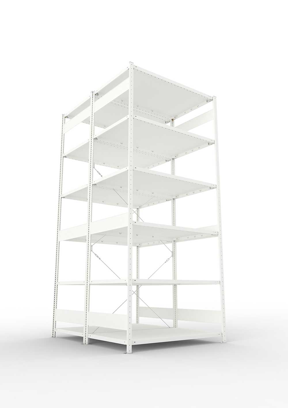Metallregal Pro-Max Stecksystem Doppelgrundregal – 300×130×80 cm, 230 kg, RAL 7035