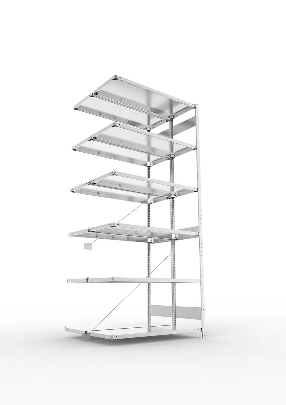Metallregal Pro-Max Stecksystem Doppelanbauregal – 300×130×50 cm, 230 kg, verzinkt