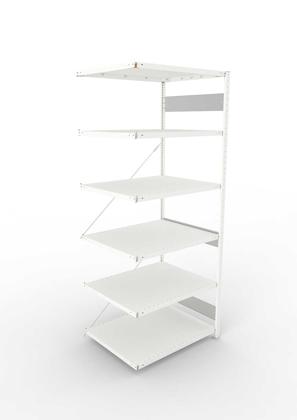 Metallregal Pro-Flex Stecksystem Anbauregal – 250×100×80 cm, 230 kg, RAL 7035, 6 Böden