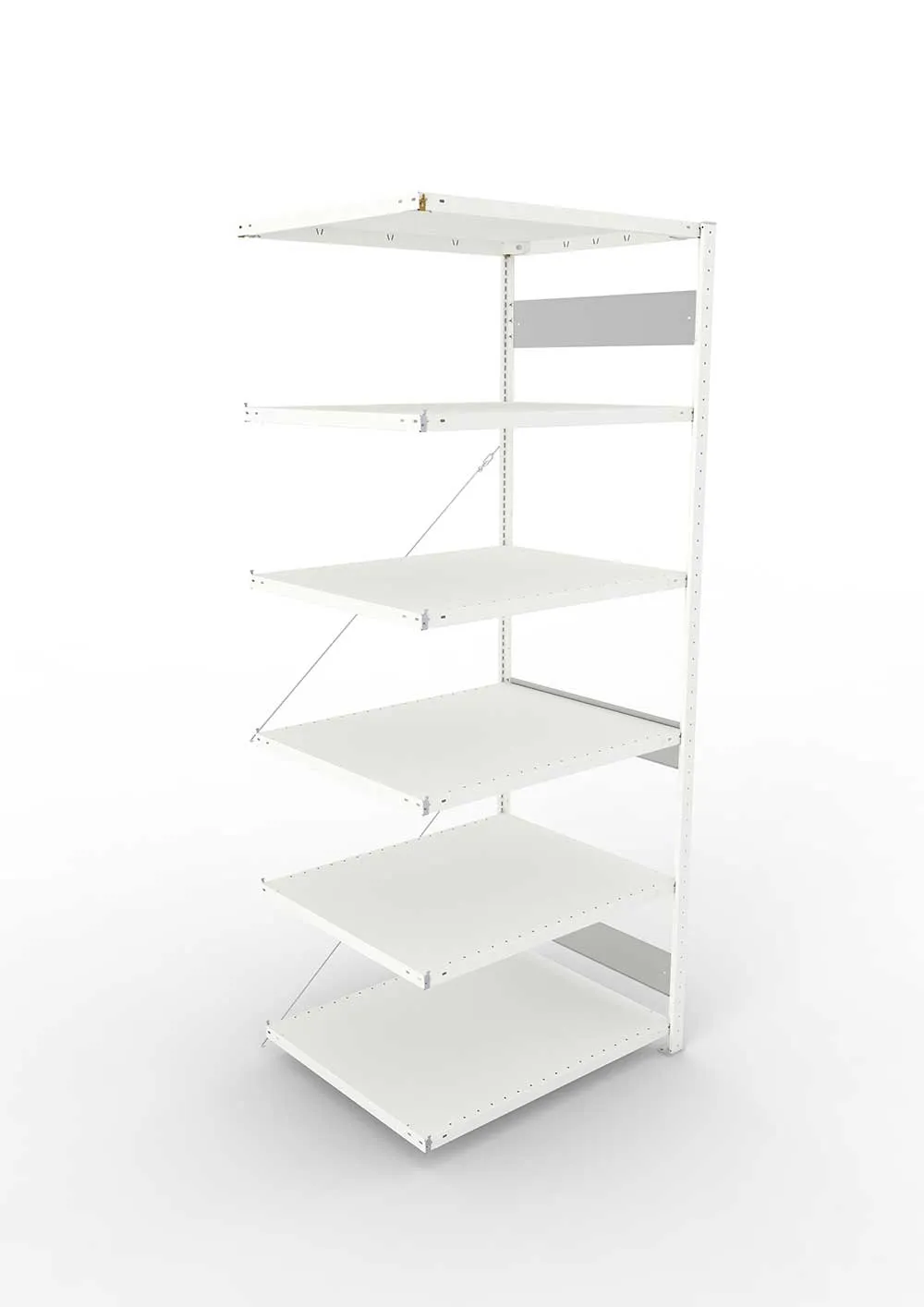Metallregal Pro-Flex Stecksystem Anbauregal – 250×100×80 cm, 230 kg, RAL 7035, 6 Böden