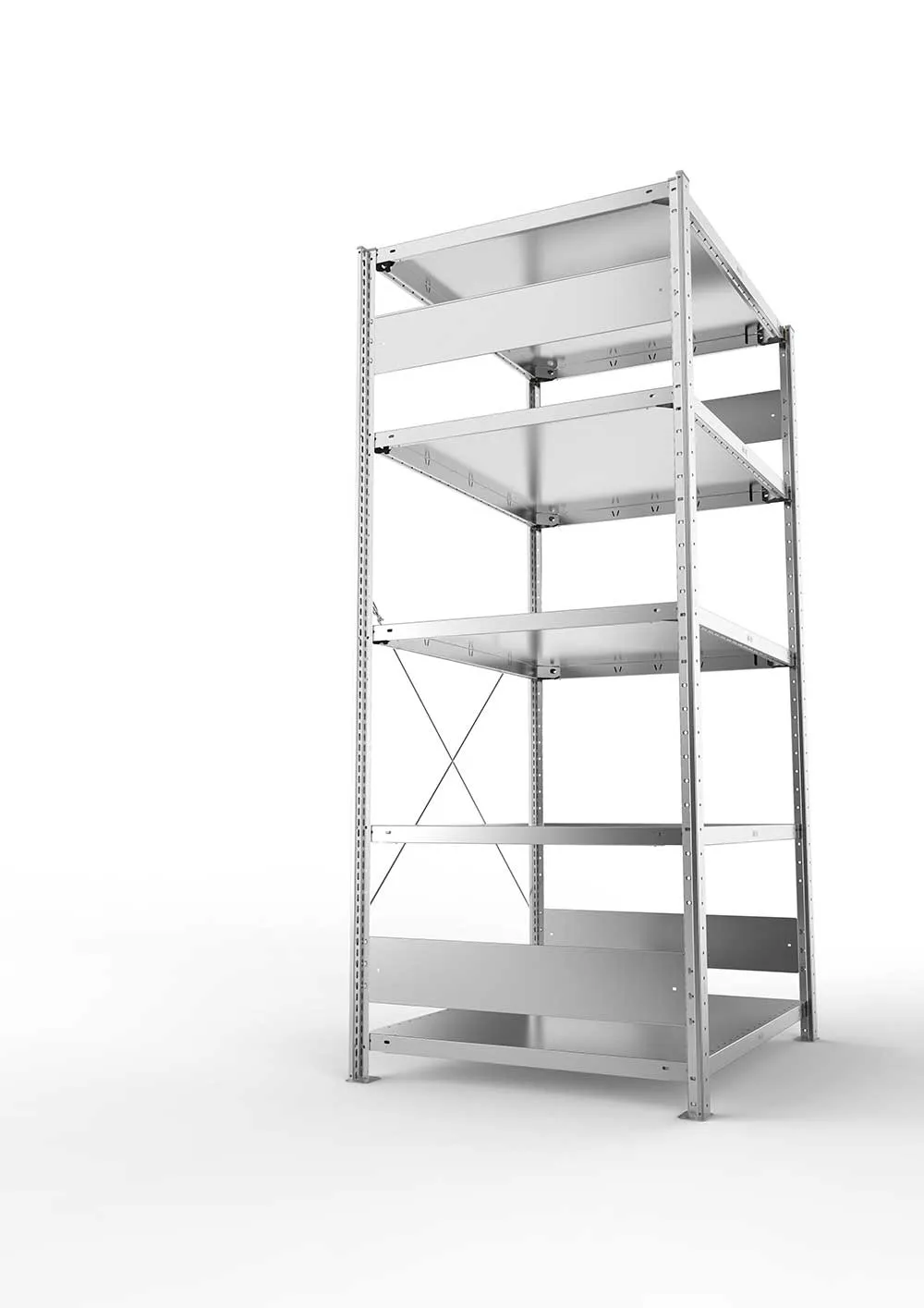 Kellerregal Pro-Flex Stecksystem Grundregal – 200×100×80 cm, 230 kg, verzinkt, 5 Böden